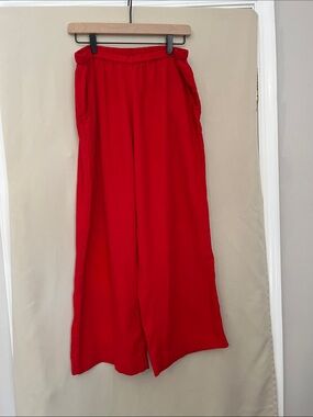 J. Crew Airy Gauze Beach Pants- 100% Cotton Red Wide-Leg Pull-On Pants